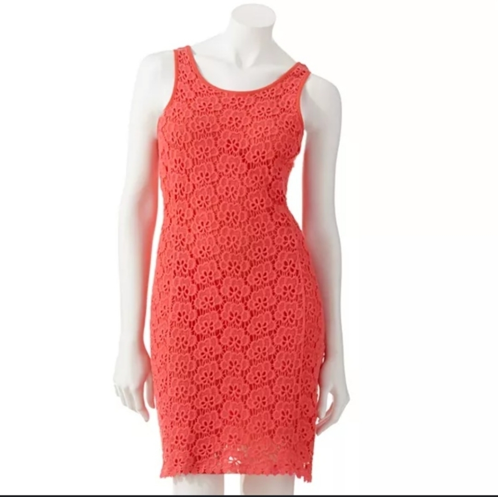 Jennifer Lopez Orange Lace Floral Dress Sleeveless Bohemian Feminine Spring - Picture 10 of 14